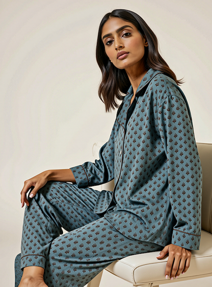 Teal Blue Woolen PJ Set