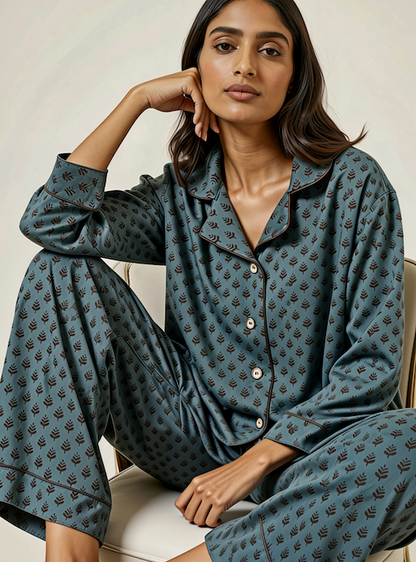 Teal Blue Woolen PJ Set